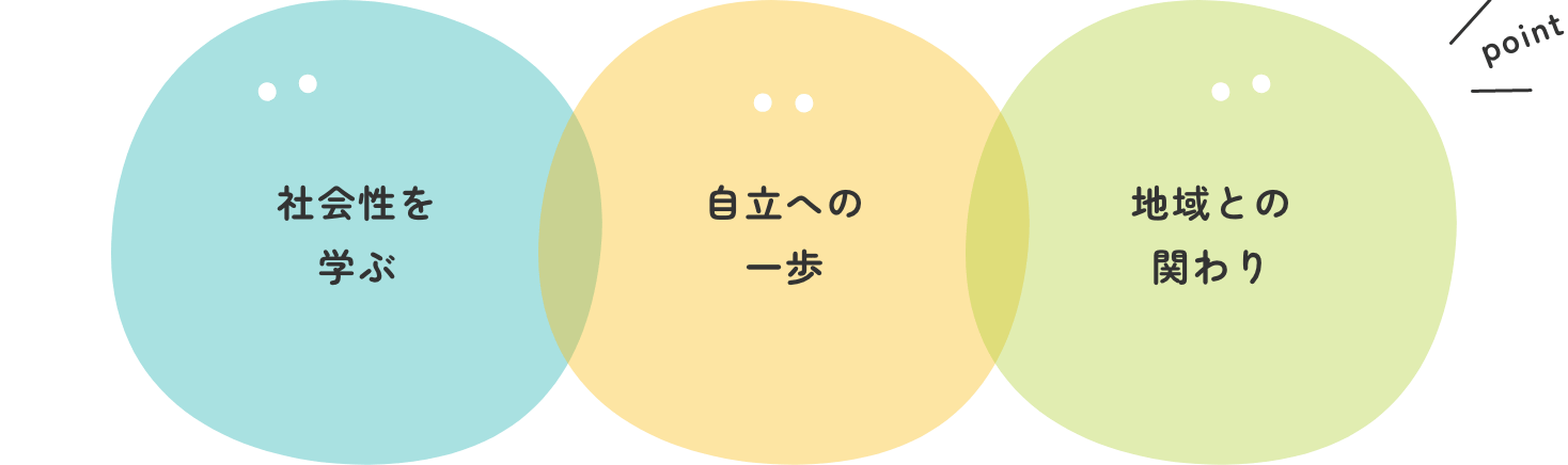 3つのポイント「心・感性を育む」「身体を整える」「社会性を育む」