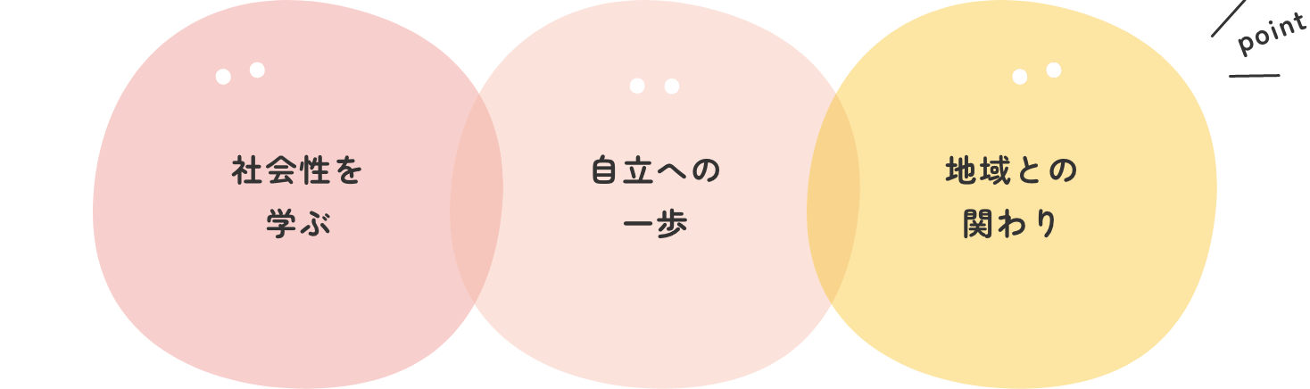 3つのポイント「心・感性を育む」「身体を整える」「社会性を育む」